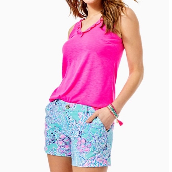 Lilly Pulitzer 5” Callahan Knit Shorts Blue Ibiza Now You Sea Me - Picture 1 of 7